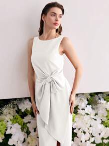 MOTF Soiréza KNOT SPLIT DRESS - Beige - View 5