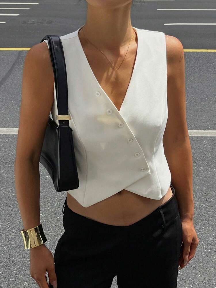 Women's Summer Retro Mini Vest Design Versatile Casual Blazer Jacket Business Attire