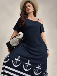 SHEIN LUNE 大码女式简约日常连衣裙长款女装