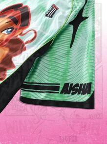 ROMWE MEN Winx Club X ROMWE Camiseta de manga corta deportiva de malla para hombres, jersey atlético