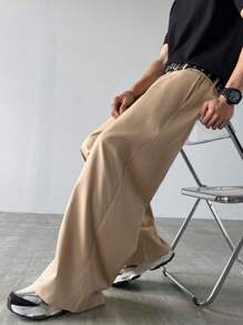 Claim Dot Men's Casual Loose Wide Leg Pants, Fashion For Summer - Khaki - View 7