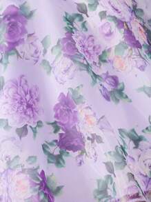 SHEIN Babygirl Elegant Floral Print Organza Summer Dress - Multicolor - View 8