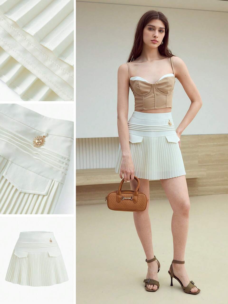 MOTF STUDIO PLEATED ZIPPER SIDE SKIRT