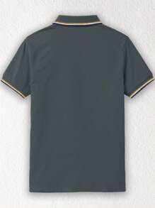 Manfinity Dauomo Men's Casual Business Printed Short Sleeve Polo Shirt - Grey - View 2