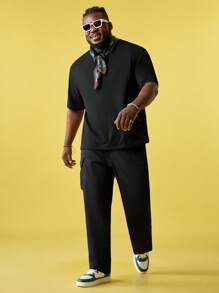 EASEVO Men Plus Size Mountain And Moon Graphic Pattern Short Sleeve Vintage T-Shirt, For Going Out, Summer, Emo - Black - View 5