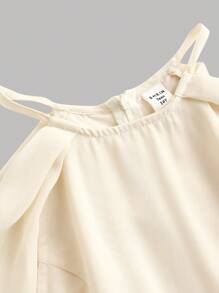 SHEIN Pitira Vestido con un hombro y pliegues en línea A, con mangas abullonadas, de color champán, elegante, adecuado para bodas, fiestas, ir al trabajo, de compras, fiestas de cumpleaños, vuelta al cole, verano, playa, vacaciones, para adolescentes