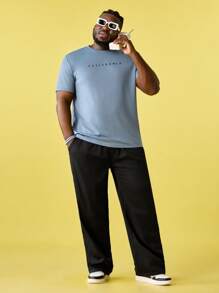 EASEVO Men Plus Letter Graphic Tee - Dusty Blue - View 6