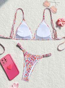 Swim Mod Women's Floral Print Bikini Set For Summer Beach Vacation, Print Design Varies - Multicolor - View 2