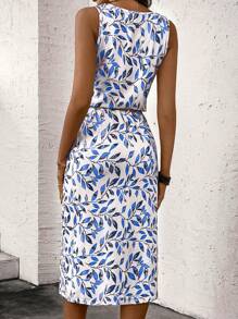 EMERY ROSE Women Botanical Printed Tank Dress Maxi Women Outfit - Blue - View 2