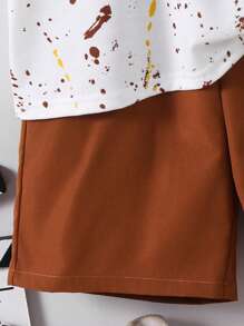 2 Piezas/Set Camiseta blanca de estampado de graffiti y pantalones cortos negros holgados para niños jóvenes, conjunto de dos piezas adecuado para primavera y verano, apropiado para la vida diaria, deportes, campus, reuniones, festivales, actuaciones, fotografía y temporada de regreso a clases. - Multicolor - Ver 6