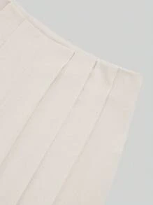 SHEIN PETITE Pantaloni larghi casual da lavoro plissettati di colore unito e ampi per donna