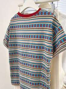 INAWLY Plus Size Women's Round Neck Printed T-Shirt - Casual Round Neck Top - Lightweight T-Shirt Suitable For All Seasons