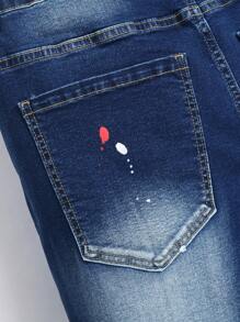 Manfinity LEGND Men's Distressed Printed Denim Jeans Men S Ripped Jeans - Dark Wash - View 6