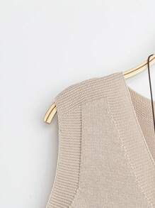 EMERY ROSE Nuevo chaleco sin mangas con cuello en V y botón frontal para mujer, estilo versátil y sencillo