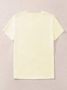 Camiseta casual de mujer de cuello redondo y manga corta con estampado de pato
