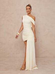 Lumalex Vestido Curto Feminino com Detalhe Pregueado e Lenço - Damasco - Visão 7