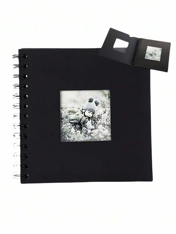 1pc, Scrapbook Photo Album With Black Inner Cowhide Paper Pages, 7x7 Inches, 20 Pages, DIY Notebook, Wedding Anniversary Memory, Travel, Guest, Christmas, Gift Giving, Message Book, Birthday, Valentine's Day Gift