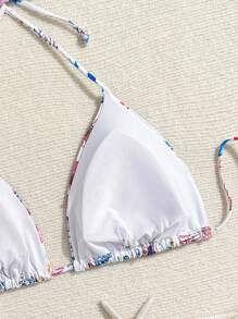 Swim Vcay Plus Size Women Plant Printed Sexy Halter Necktop, Summer Beach - Multicolor - View 4