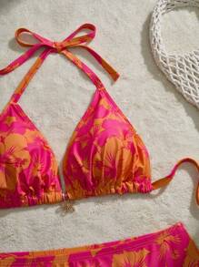 Swim Mod Bộ đồ bơi bikini hở lưng họa tiết hoa 3 món cỡ lớn cho nữ và váy đi biển - Nhiều màu - Xem 5