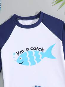 Young Boy Fashion Raglan Sleeve Swimsuit For Summer - Multicolor - View 4