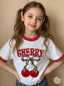 SHEIN Leap Crew تي شيرت أبيض بأكمام قصيرة وياقة طا...