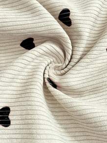 SHEIN 孕妇心形印花侧扣可调节灯芯绒肩带连体衣 - 杏色 - 查看 5