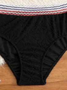 Maiô Bikini de duas peças com decoração de fita de contraste, cor sólida, para adolescentes, para praia e férias de verão