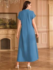 Al Najma 绣花领花肩袖立领优雅连衣裙