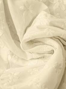 SHEIN LUNE Plus Size Summer Casual Floral Embroidered Round Neck Shirt - Yellow - View 5