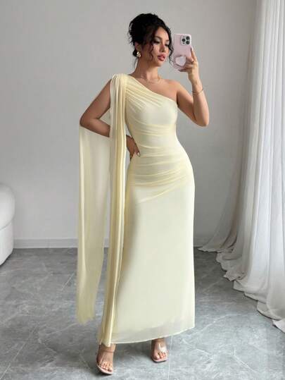 Rafferiza Vestido ajustado de color amarillo claro para mujer, elegante para primavera/verano
