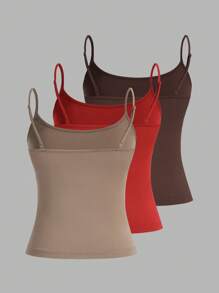 SHEIN EZwear 3 件套女士吊带背心短款上衣，性感修身，适合夏季