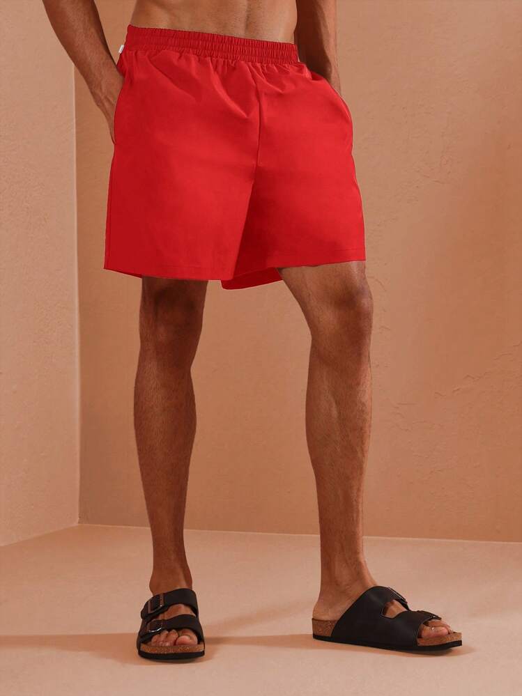 SUMWON Premium Beach Shorts Elastic Waistband Summer Swimming Trunks Resort Pool Surf Board Wear Fast Drying Swim Shorts For Vacation - Red - View 3