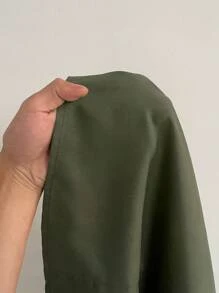 Maweii Vestido casual de hombros descubiertos de unicolor para tallas grandes - Verde militar - Ver 7