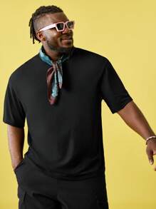 EASEVO Men Plus Size Mountain And Moon Graphic Pattern Short Sleeve Vintage T-Shirt, For Going Out, Summer, Emo - Black - View 2