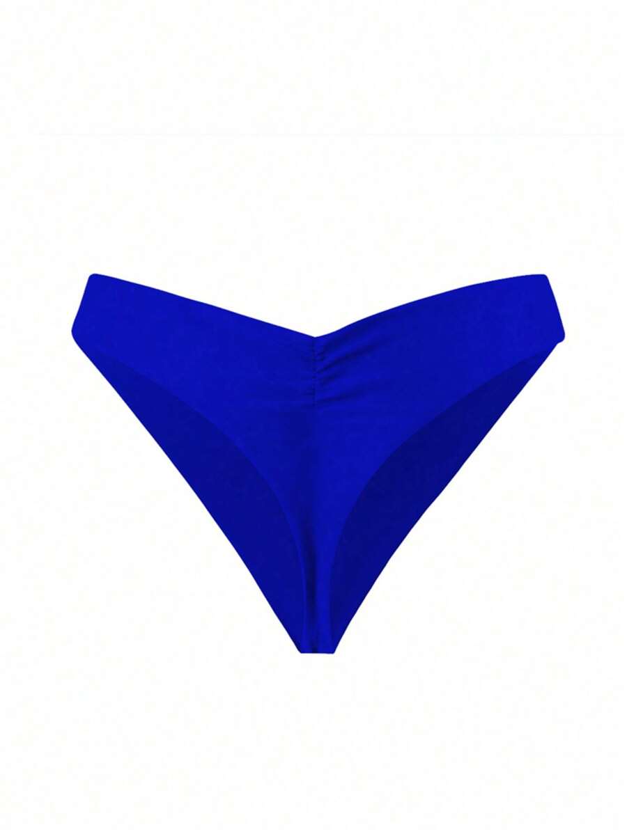 Swim Basics Summer Beach Ladies' Solid Color Pleated Bikini Bottoms Carnival