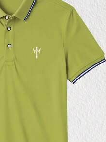 Manfinity Dauomo 男士时尚休闲商务印花短袖 Polo 衫 - 綠色 - 查看 3