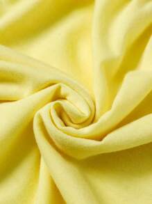 SHEIN Teenage Girls' Casual Fashion Creative Simple Blue Floral Pattern Printed Crop Top Yellow For Girl Yellow Top Girls Summer Clothes For Teen Girls T Shirt Teen Girl Clothes Summer T Shirt Girl Clothes Summer Tops - Yellow - View 6