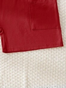 Mono de niña preadolescente con bloques de color y doble bolsillo para el verano - Rojo - Ver 6