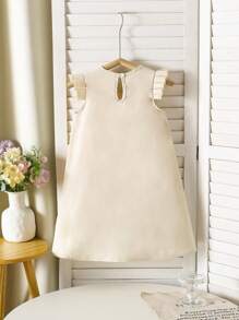 SHEIN 年轻女孩夏季立体花朵细节荷叶边连衣裙 - 黃色 - 查看 2