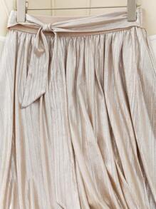 Gownix Women's Solid Color Knotted Waist Elegant Skirt Summer  Sparkly  Summer Clothes Honeymoon Outfits Woman Fairycore - Champagne - View 5