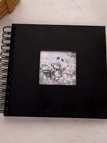 SHEIN 1pc, Scrapbook Photo Album With Black Inner Cowhide Paper Pages, 7x7 Inches, 20 Pages, DIY Notebook, Wedding Anniversary Memory, Travel, Guest, Christmas, Gift Giving, Message Book, Birthday, Valentine's Day Gift