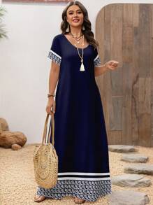 EMERY ROSE 大码经典花卉印花休闲宽松夏季连衣裙，适合度假 - 彩色 - 查看 7