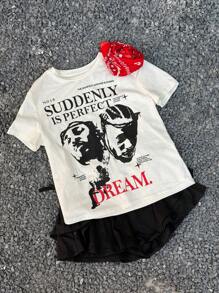 Coolane Kids Camisetas blancas con gráficos de streetwear para niñas preadolescentes en primavera/verano - Blanco - Ver 8