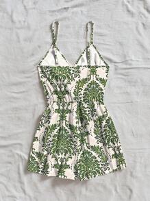 Soleia 女士植物印花度假背心连体裤 - 綠色 - 查看 2