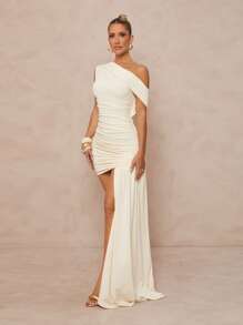 Lumalex Vestido Curto Feminino com Detalhe Pregueado e Lenço - Damasco - Visão 9