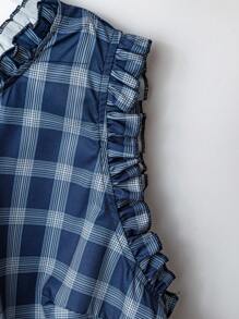 GlowEve CURVE Áo ba lỗ không tay kẻ caro trang trí nút bèo nhún cỡ lớn cho nữ - Nhiều màu - Xem 4