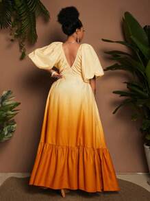 Maweii Plus Size Gradient Dress, Casual Holiday Style - Multicolor - View 6