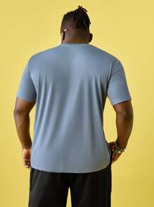 EASEVO Men Plus Letter Graphic Tee - Dusty Blue - View 2