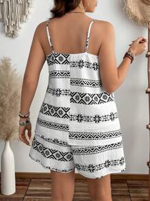 EMERY ROSE Boho-Stil Urlaubsgarderobe Weste und Shorts 2 Stücke Set, Strandoutfit in Große Größen