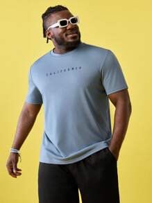 EASEVO Men Plus Letter Graphic Tee - Dusty Blue - View 8